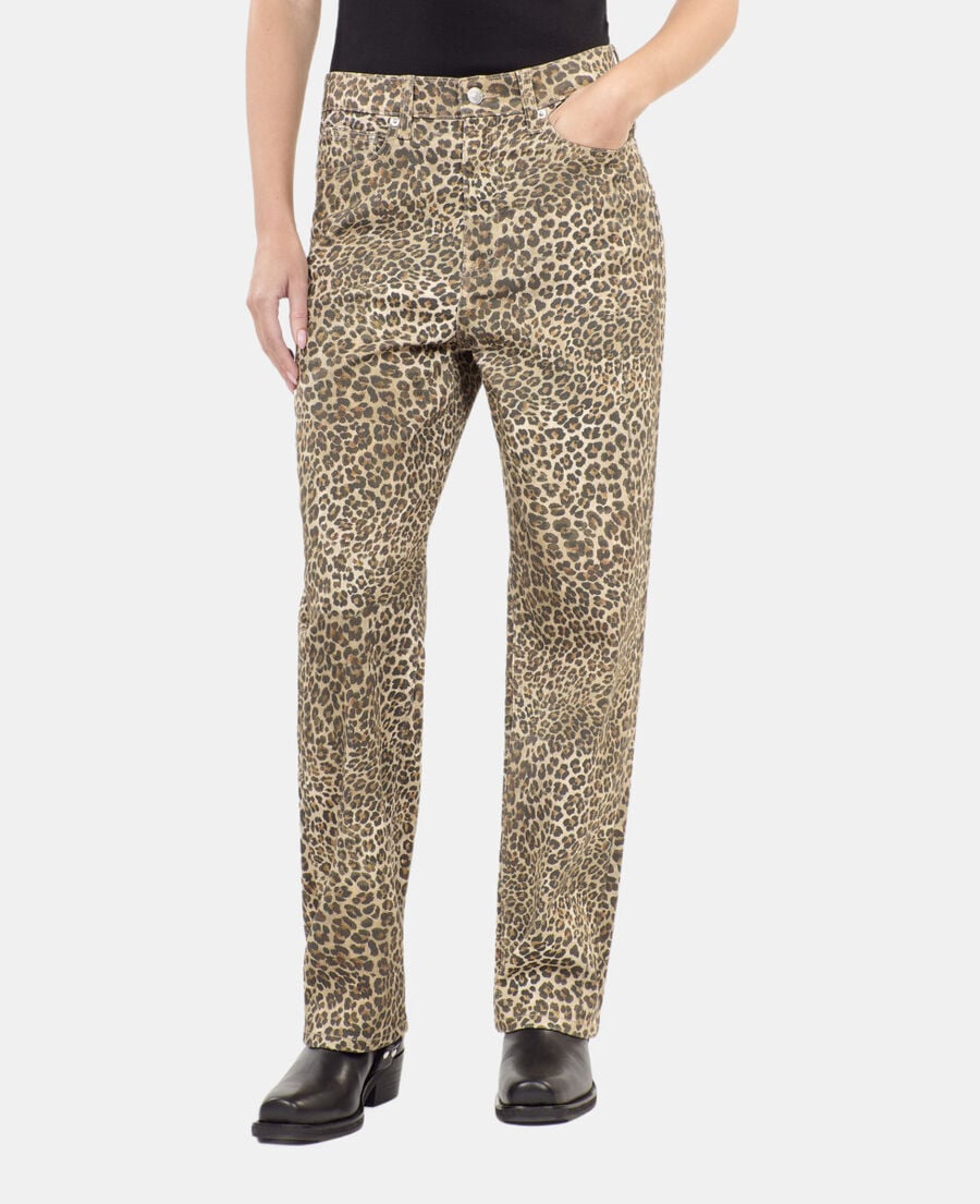 The Kooples F CHOCOLATE leopard print boyfriend jeans