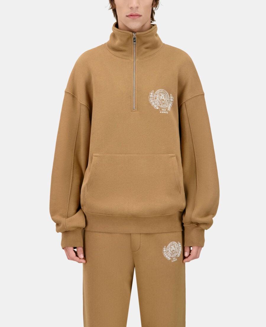 The Kooples HOMME LIGHT BROWN sweatshirt avec sérigraphie marron
