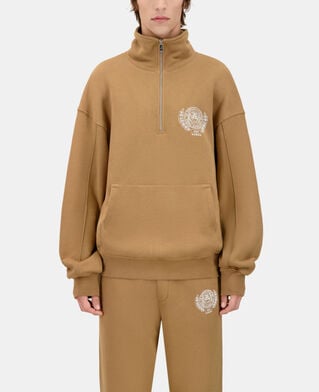 The Kooples HOMME LIGHT BROWN sweatshirt avec sérigraphie marron