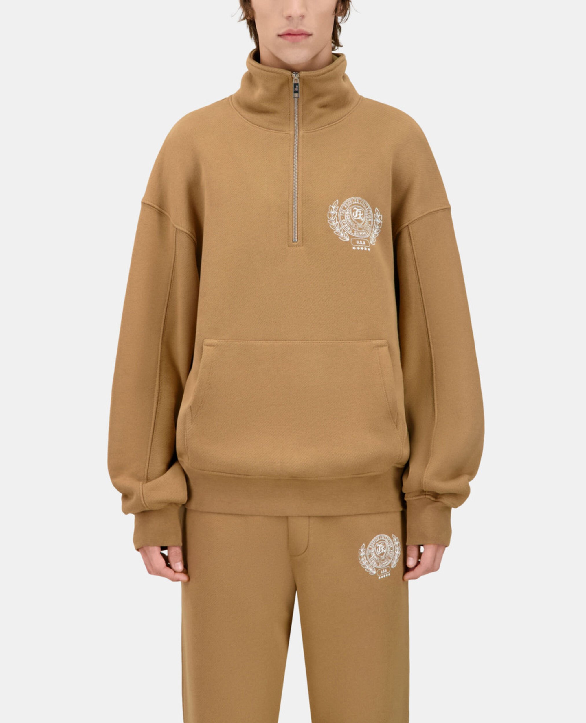 Brown sweatshirt with Blazon serigraphy, LIGHT BROWN, hi-res image number null