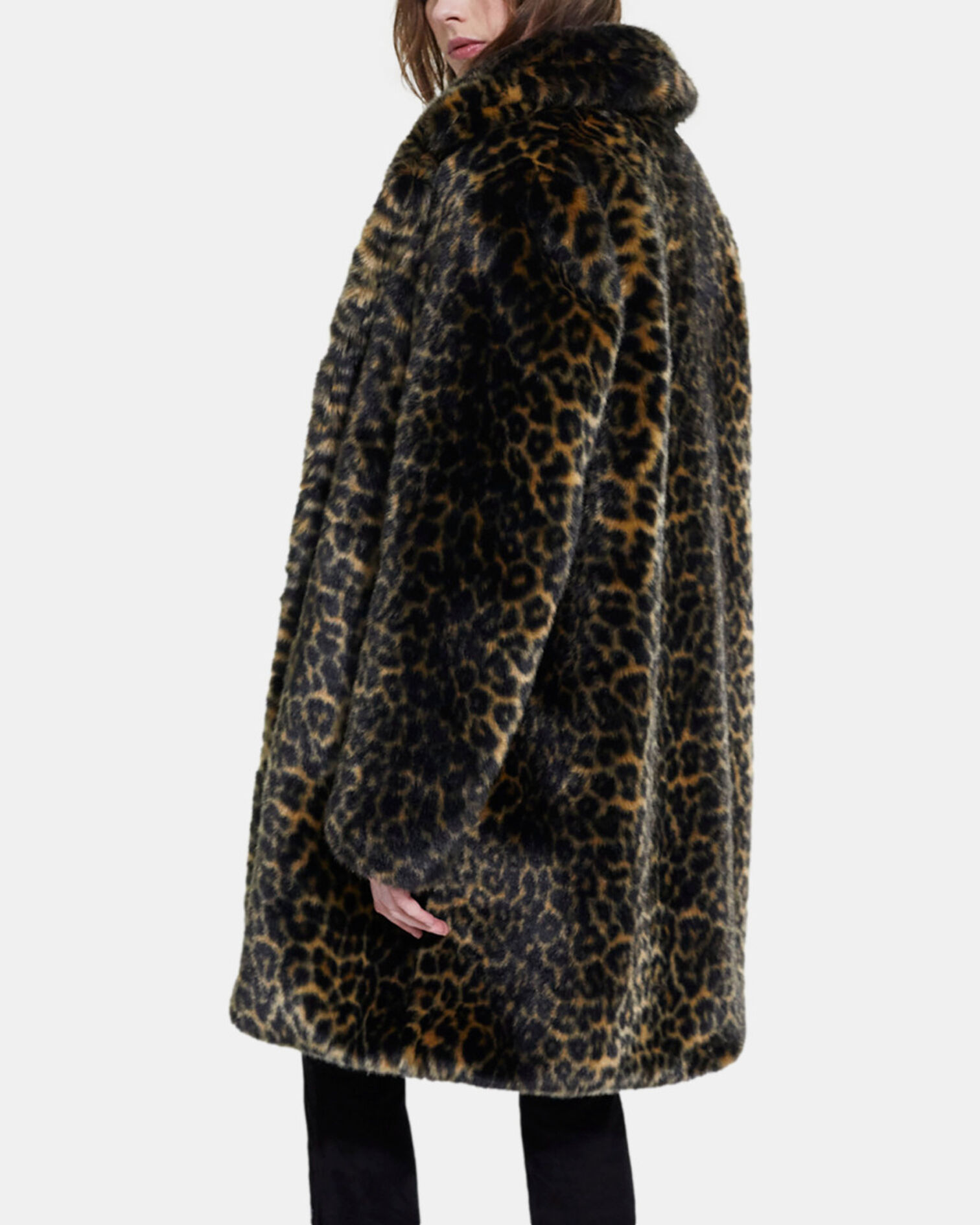 Leopard print faux fur coat, LEOPARD, hi-res image number null