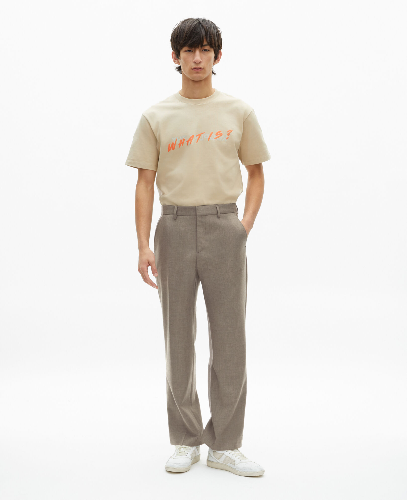The Kooples HOMME BEIGE MELANGE pantalon de costume en laine beige