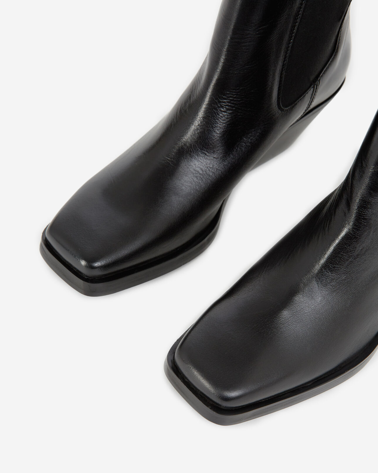The Kooples F BLACK black leather ankle boots with flat sole
