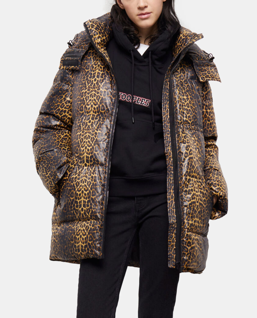 The Kooples FEMME LEOPARD doudoune oversize léopard bretelles logo