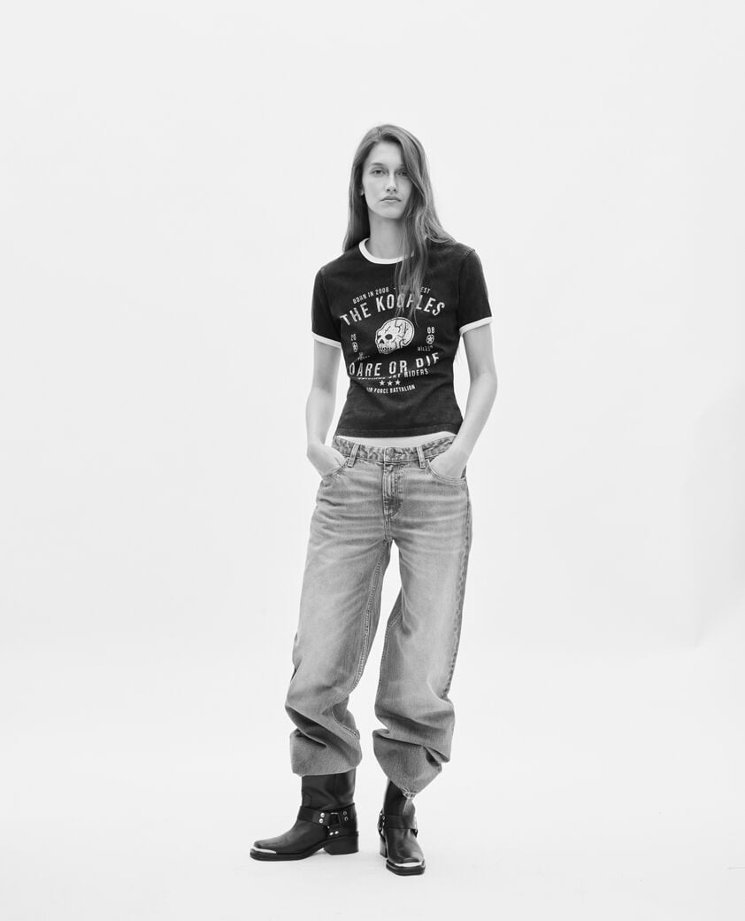 The Kooples F BLACK WASHED t-shirt with black screen print
