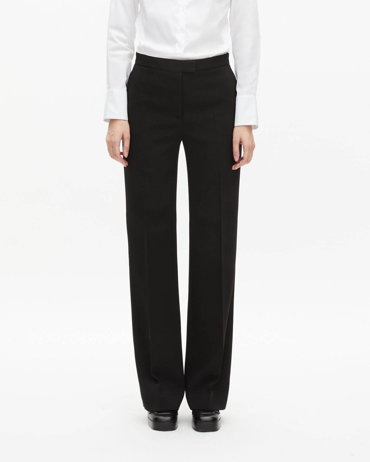 The Kooples WOMEN BLACK black crêpe suit pants straight cut 