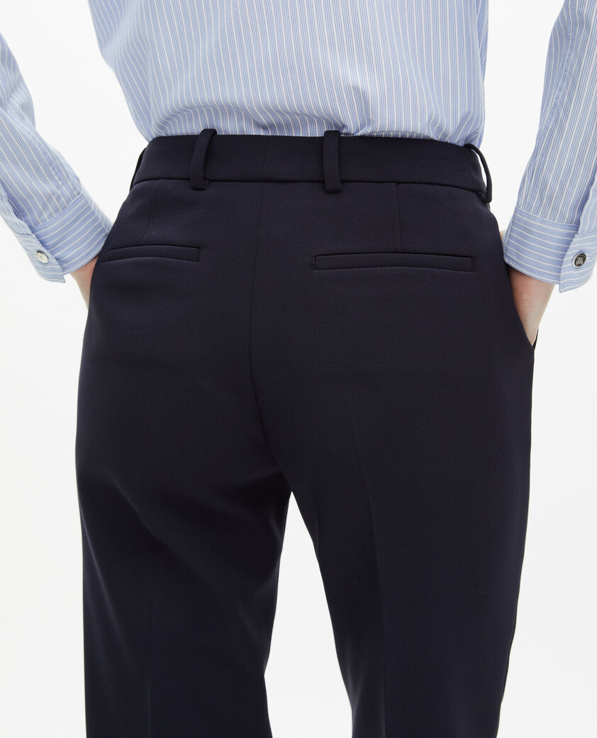 The Kooples FEMME DARK NAVY pantalon tailleur en crêpe coupe ajustée bleu marine