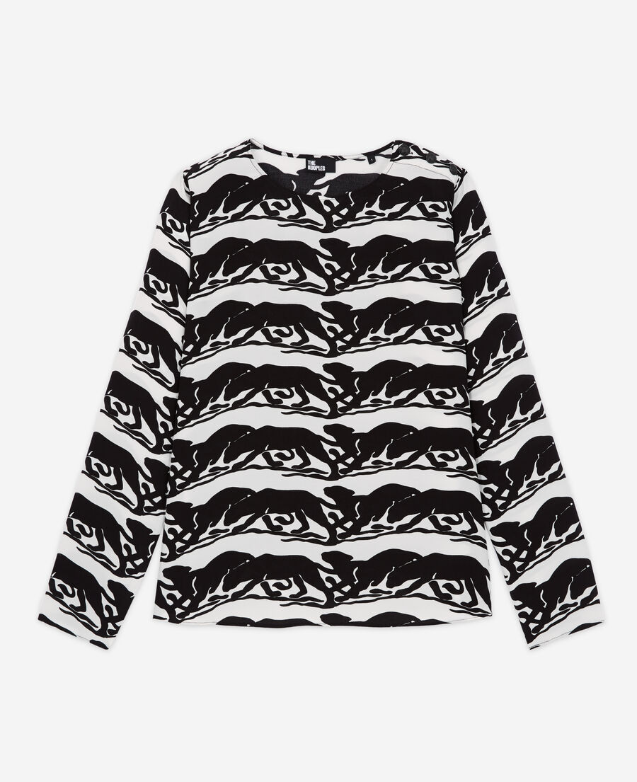 The Kooples FEMME BLACK / WHITE blouse imprim&eacute; panth&egrave;re