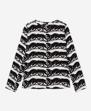 The Kooples FEMME BLACK / WHITE blouse imprim&eacute; panth&egrave;re