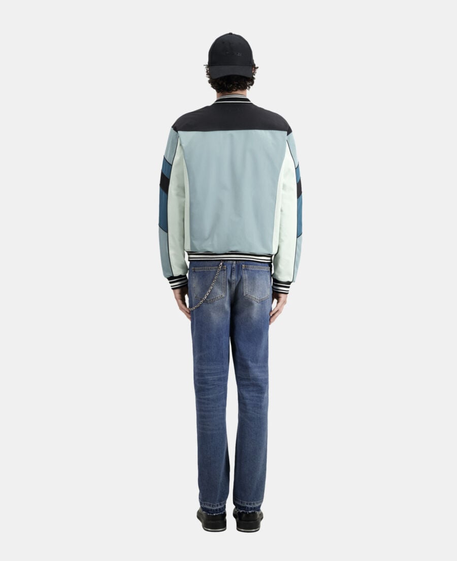 The Kooples HOMME CELADON blouson bleu et vert avec patchwork