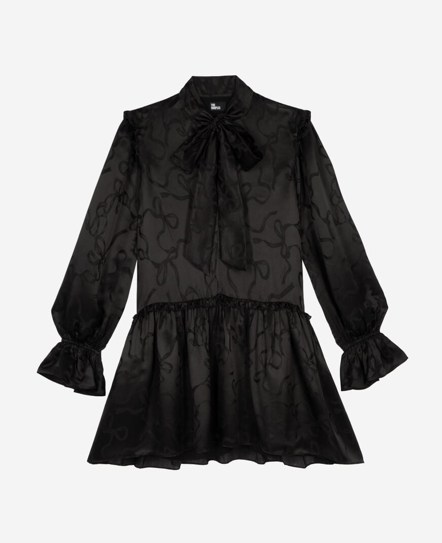 The Kooples DAMEN BLACK kurzes jacquardkleid mit schleifendruck