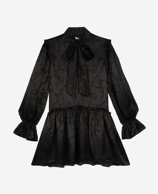 The Kooples DAMEN BLACK kurzes jacquardkleid mit schleifendruck