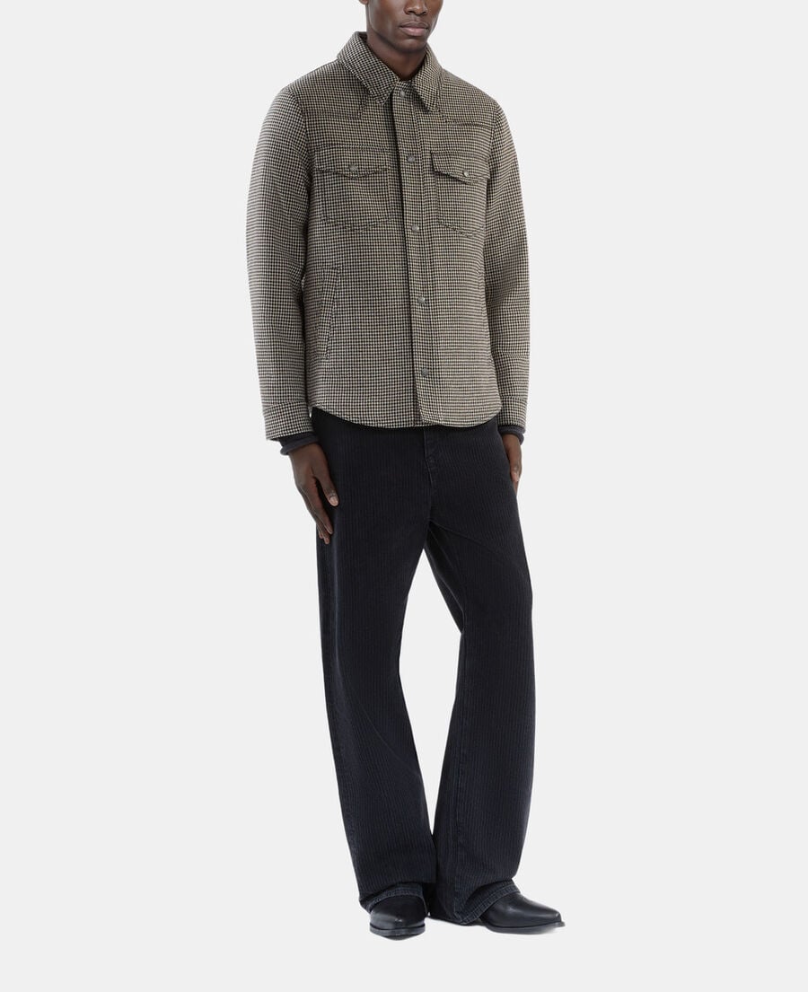 The Kooples MEN BROWN brown and ecru houndstooth overshirt style jacket