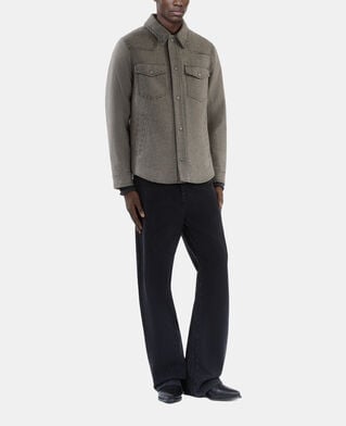 The Kooples MEN BROWN brown and ecru houndstooth overshirt style jacket