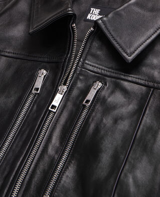 The Kooples WOMEN BLACK black leather biker jacket with zipper