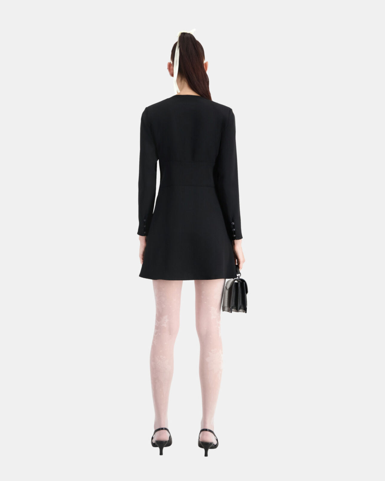 The Kooples FEMME BLACK robe courte noire en crêpe