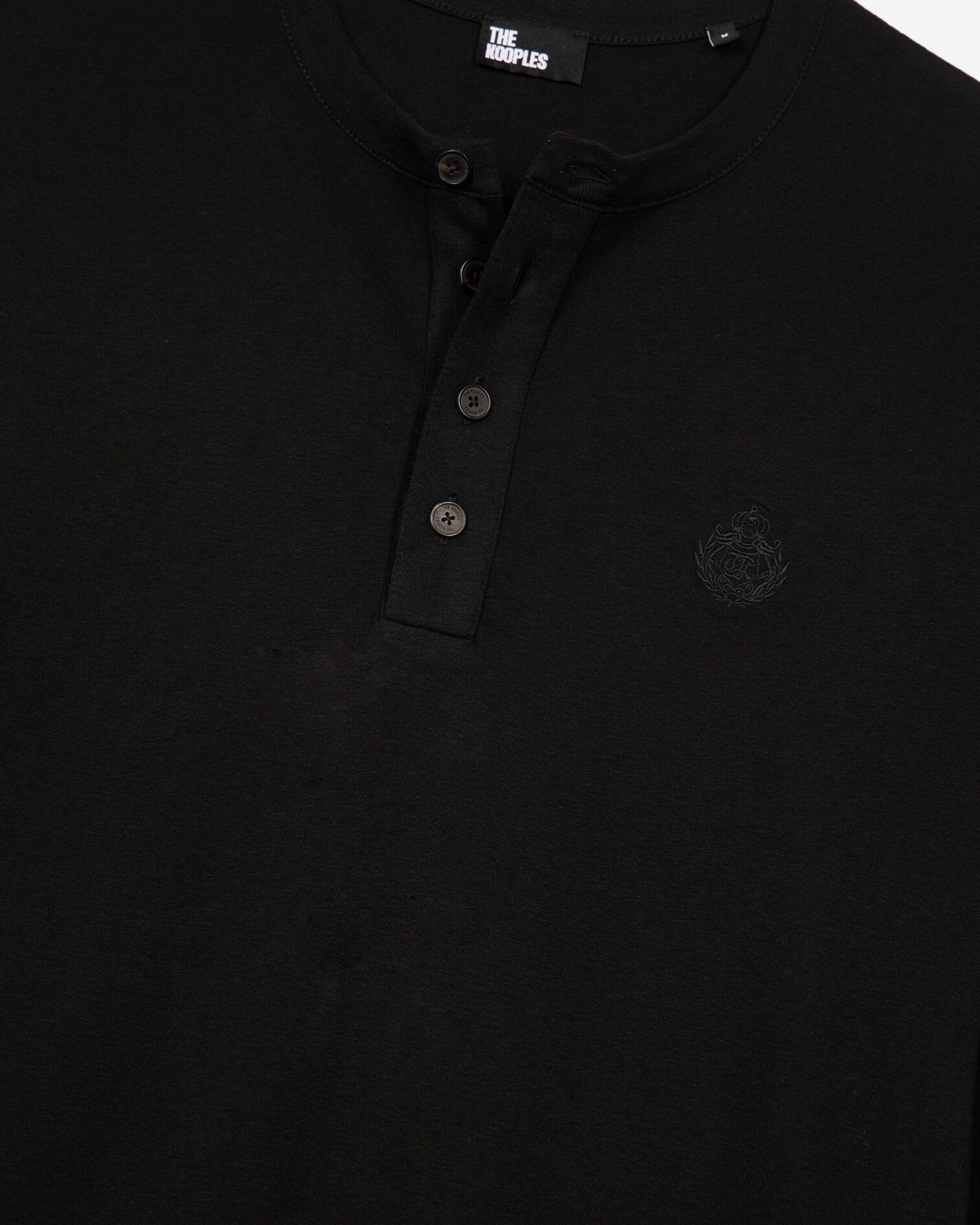 Long-sleeved T-shirt with black crest, BLACK, hi-res image number null