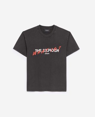 The Kooples DAMEN BLACK WASHED was ist ein schwarzes t-shirt aus gewaschener baumwolle