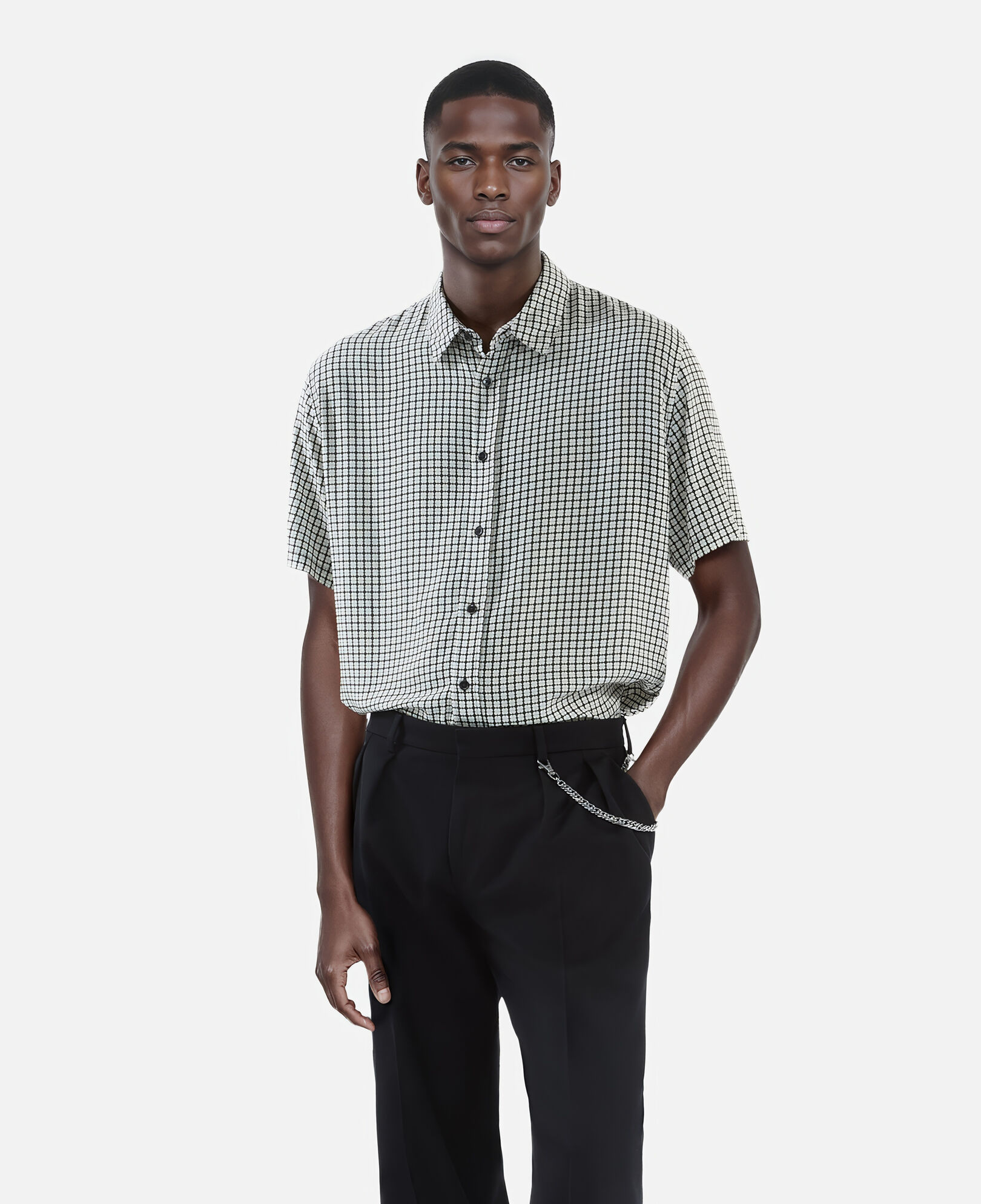 The Kooples HOMME BLACK WHITE chemise manches courtes imprimé fleuri