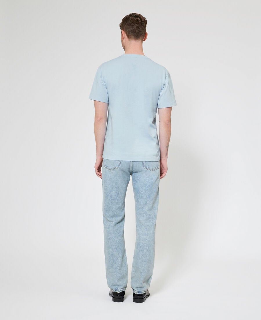 The Kooples HOMME LIGHT BLUE t-shirt avec logo d&eacute;tour&eacute; bleu