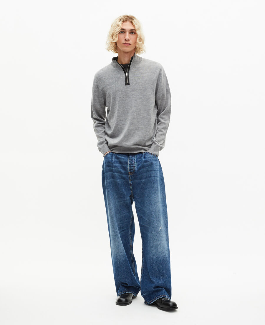 The Kooples MEN MIDDLE GREY grey stand-up collar sweater