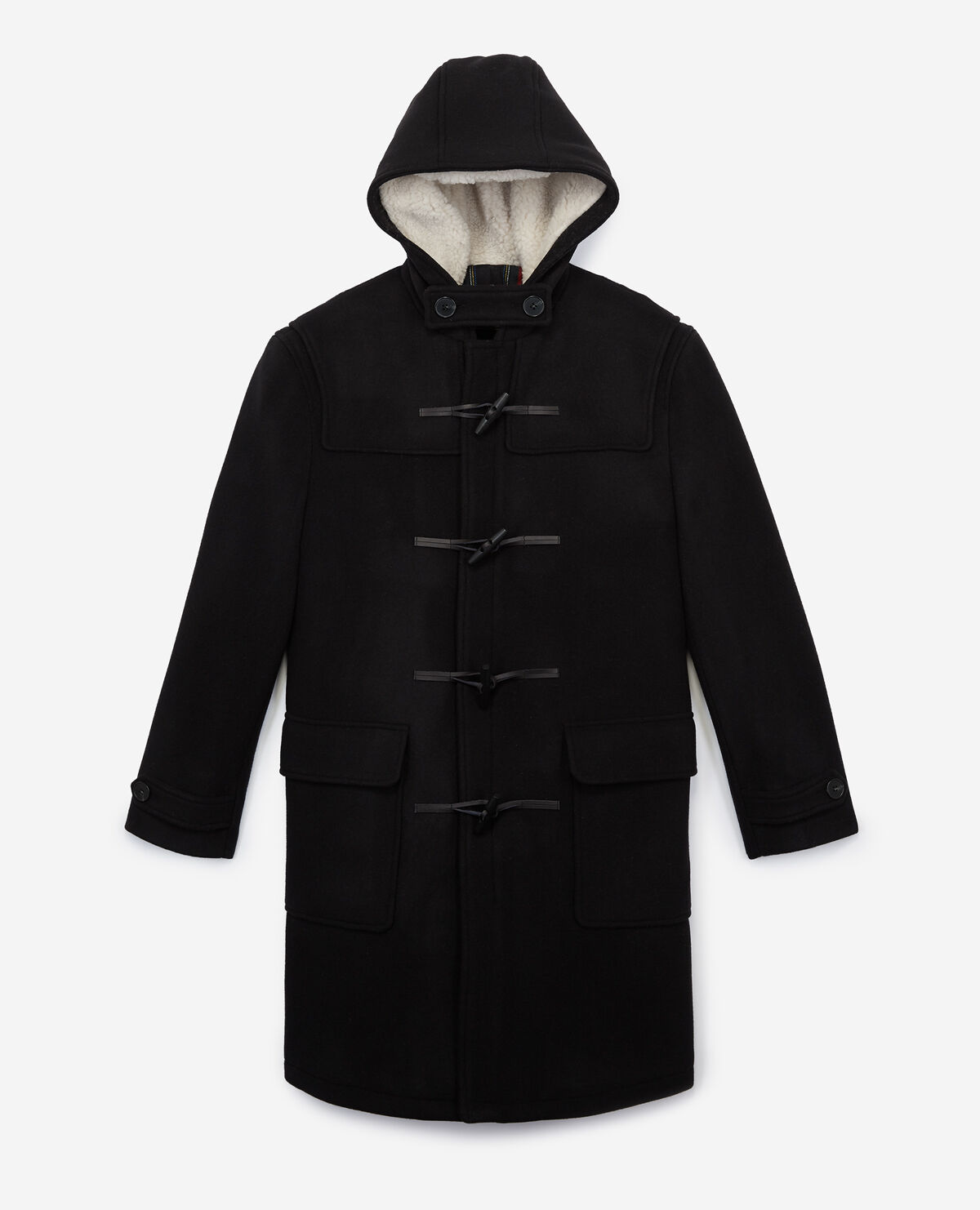 Long black duffle coat sale