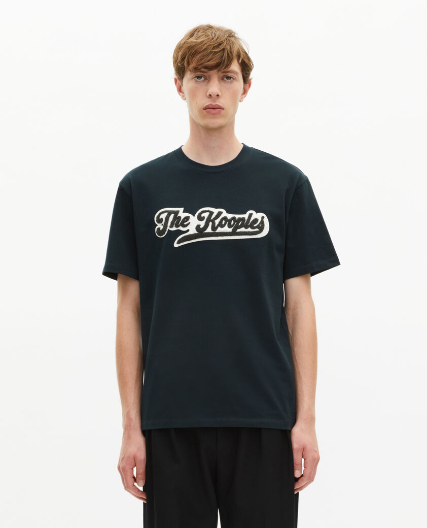 The Kooples MEN BOTTLE GREEN t-shirt with dark green patch