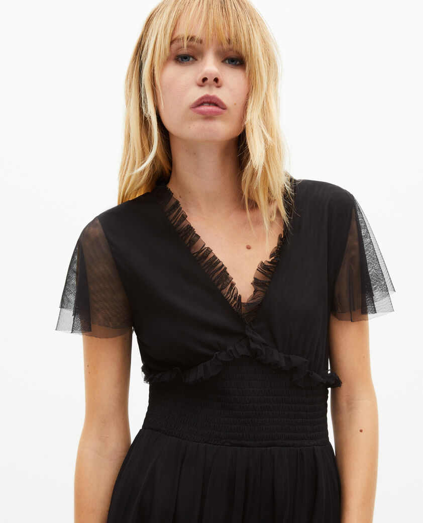 The Kooples DAMEN BLACK schwarzes kurzes t&uuml;llkleid