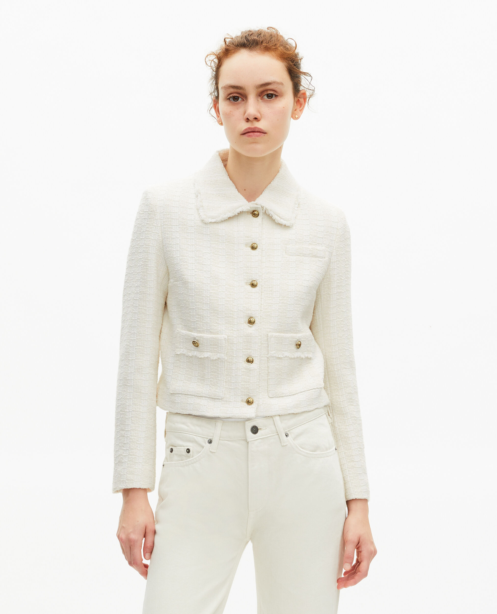 Jacke aus ungebleichtem Tweed, ECRU, hi-res image number null