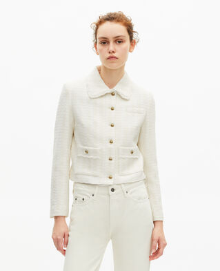 The Kooples DAMEN ECRU jacke aus ungebleichtem tweed