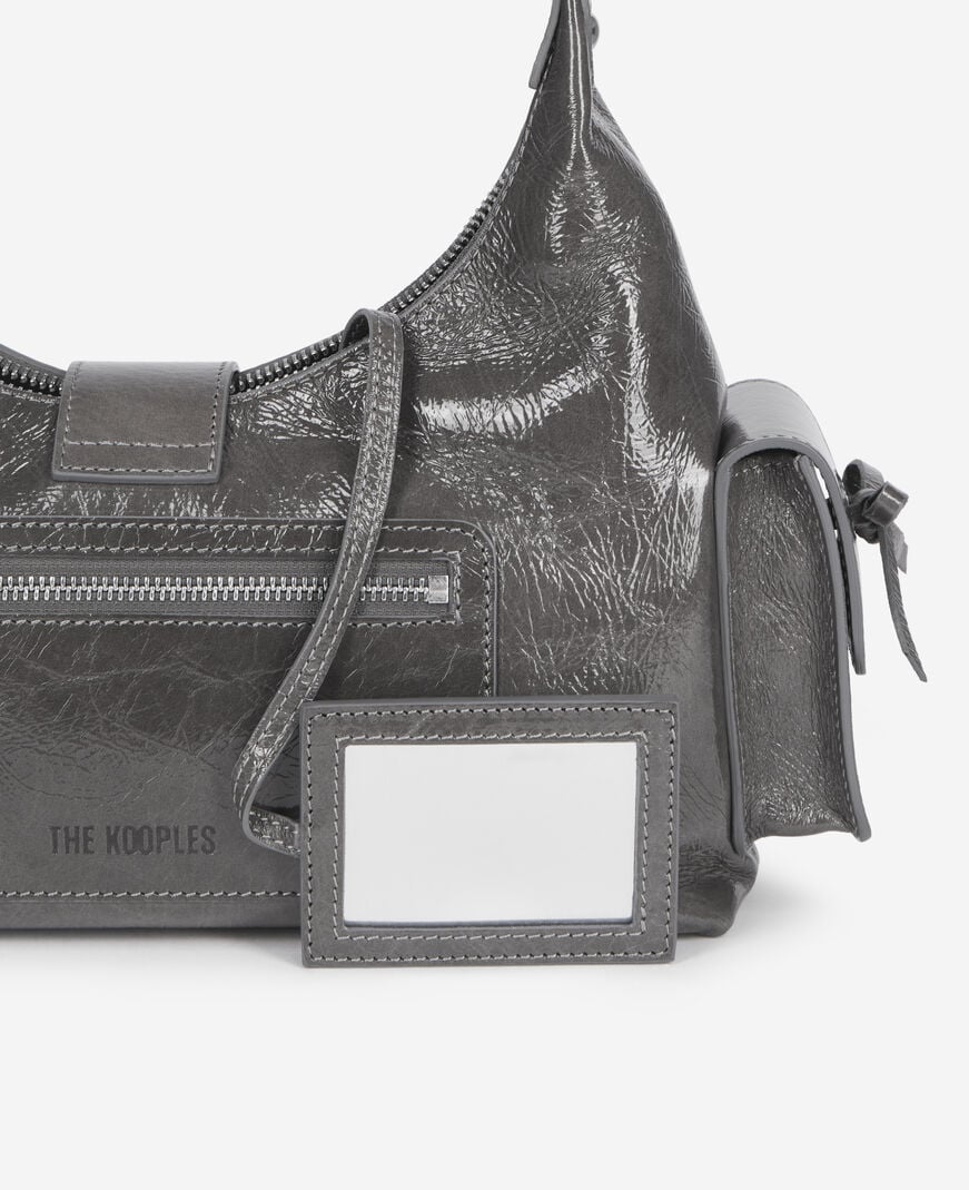The Kooples F GREY amelia bag in gray cracked leather