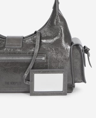 The Kooples F GREY amelia bag in gray cracked leather