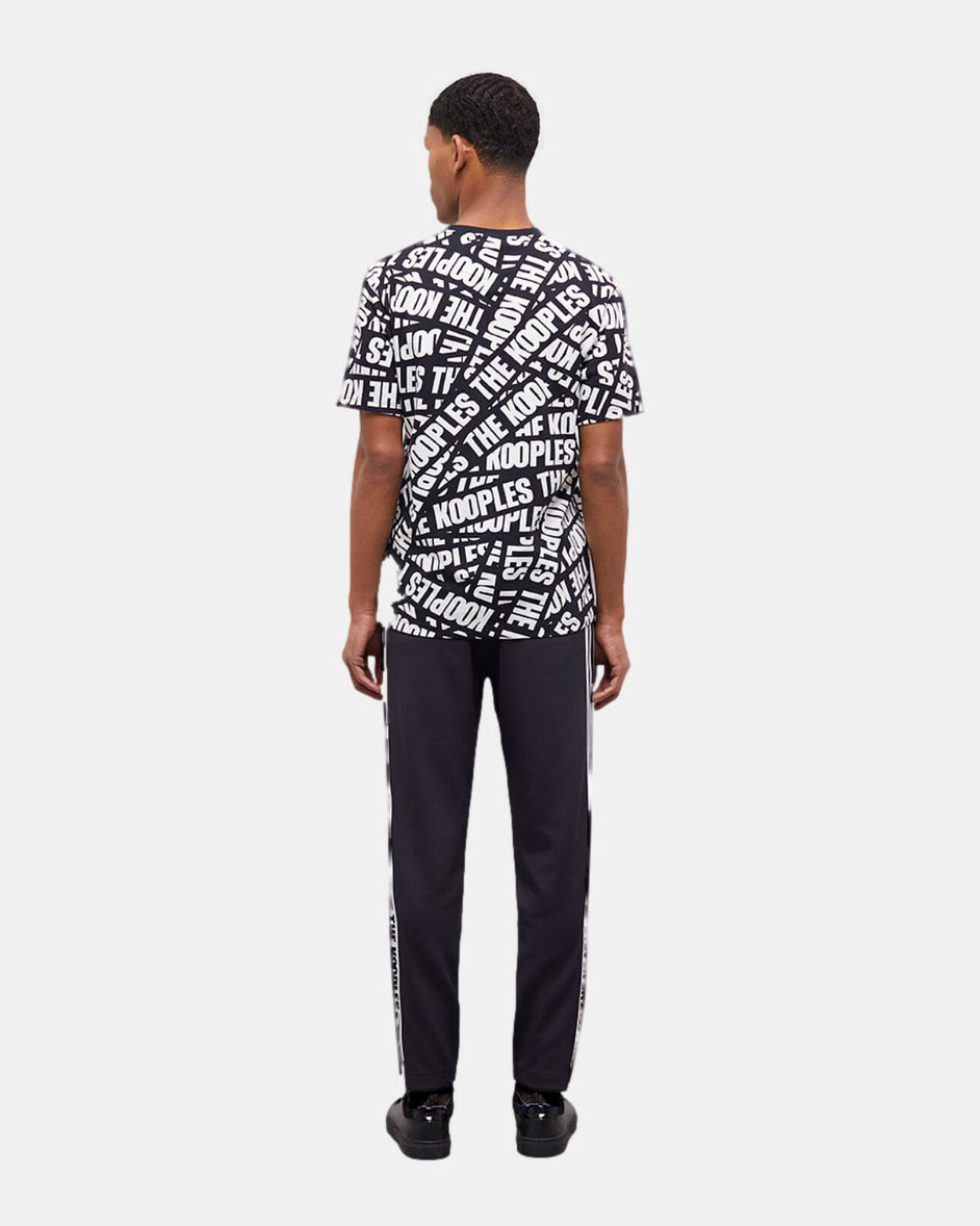 The Kooples H BLACK / WHITE men's t-shirt with tape logo