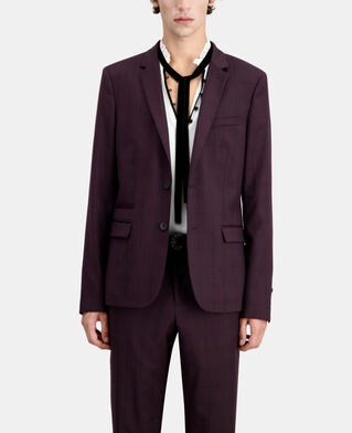 The Kooples HERREN BORDEAUX karierte bordeauxrote anzugjacke aus wolle