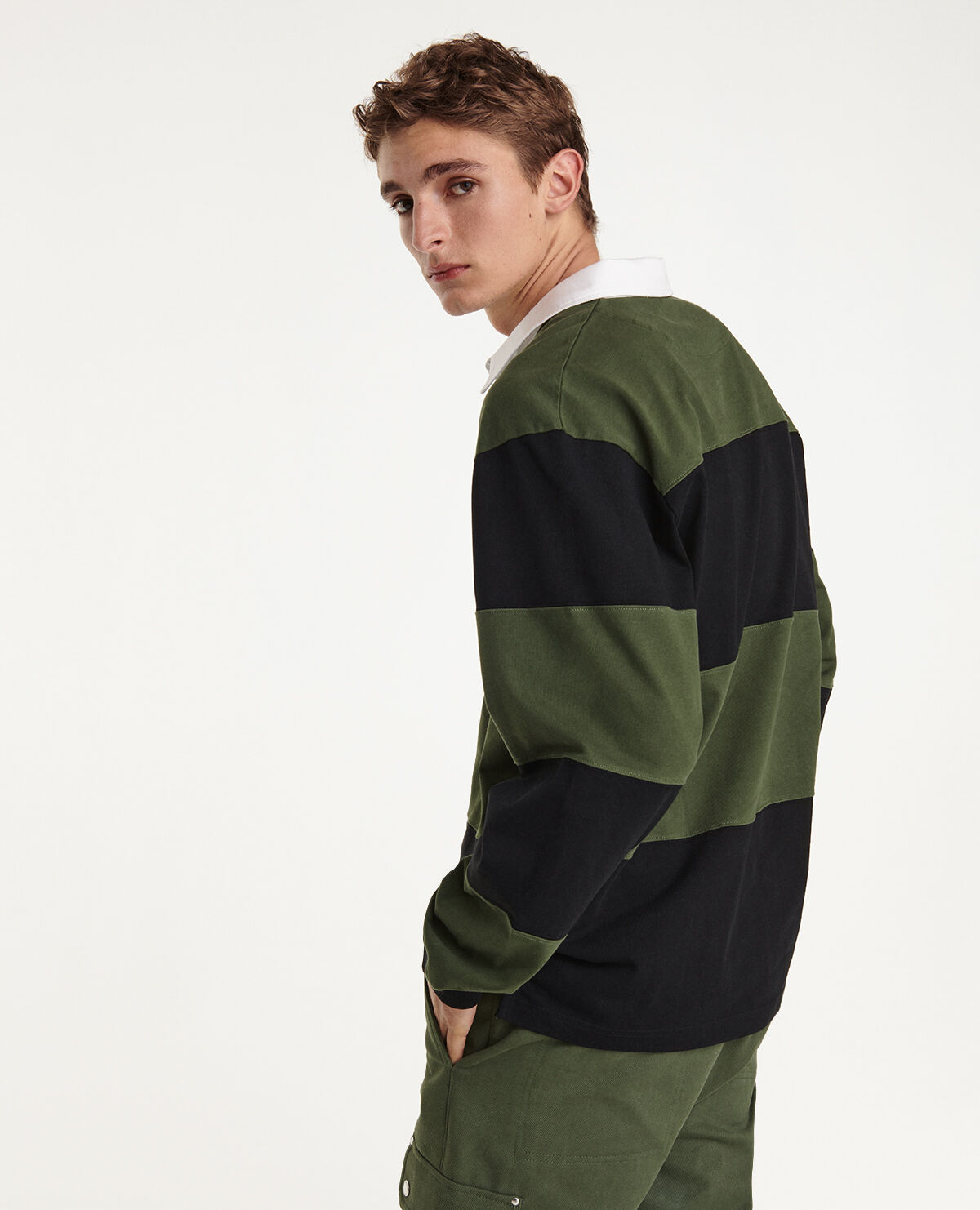 Oversized store striped polo