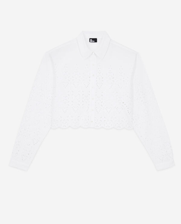 short white shirt with broderie anglaise