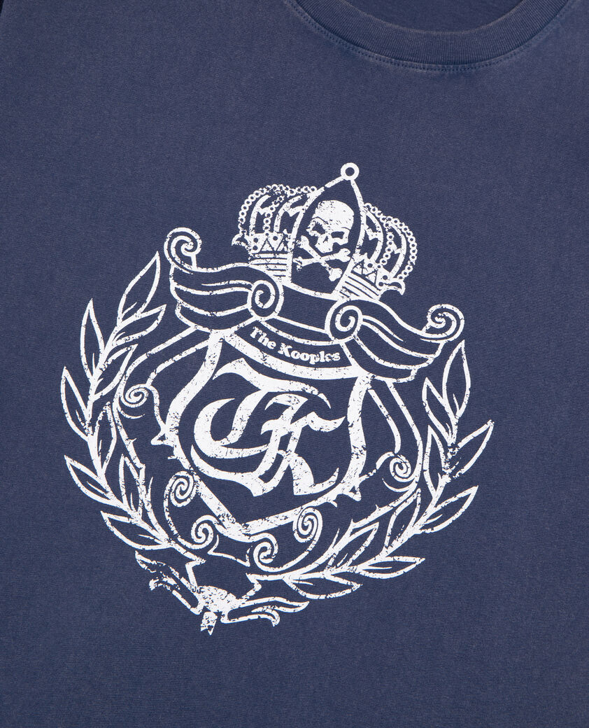 The Kooples MEN DARK NAVY t-shirt with navy screen print