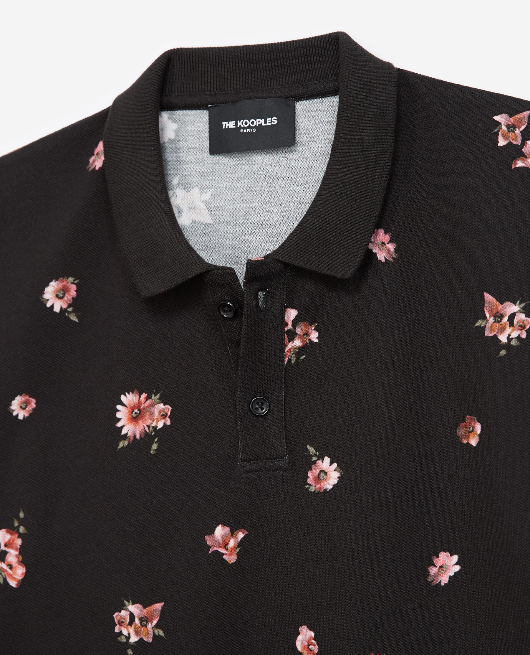 Floral polo top black