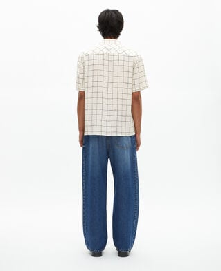 The Kooples MEN WHITE / BLACK short-sleeved plaid shirt, ecru