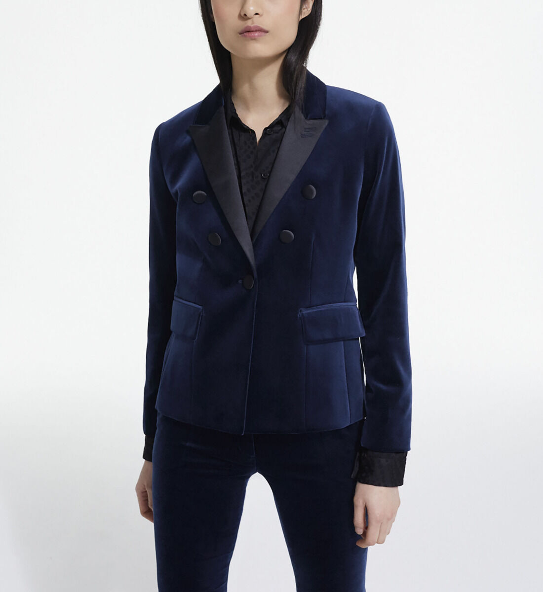 Blue velvet top womens suit