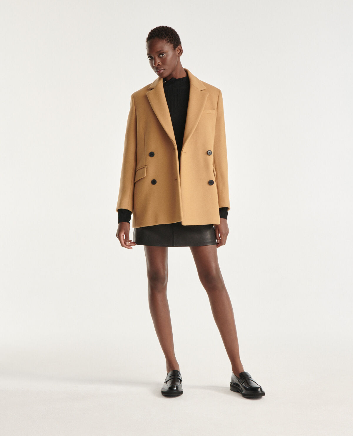 Zara camel wool coat top