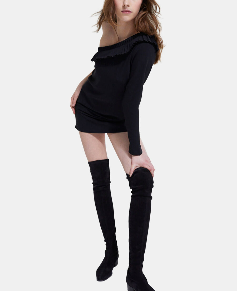vestido corto negro one shoulder
