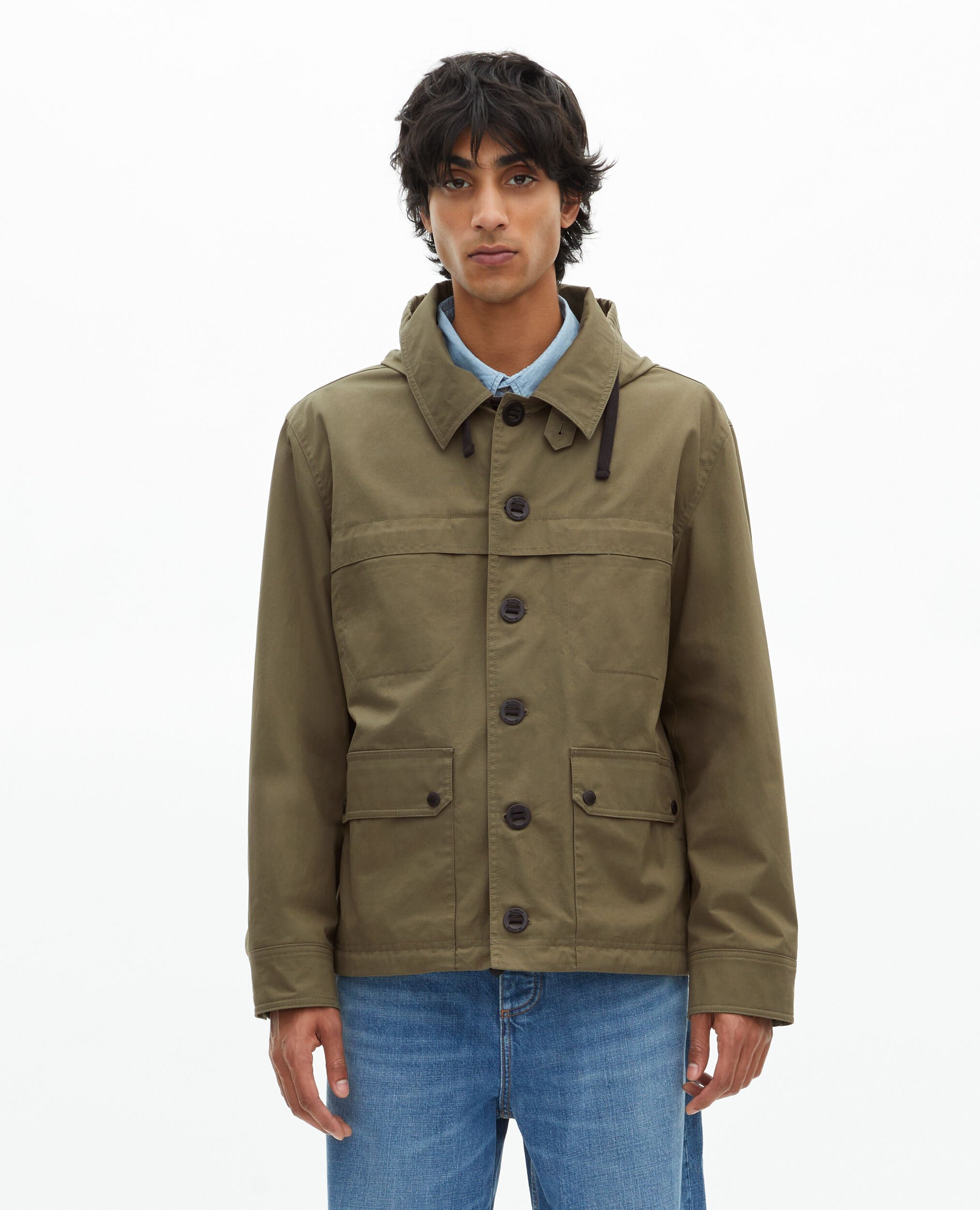 Khaki short hooded parka, KAKI, hi-res image number null