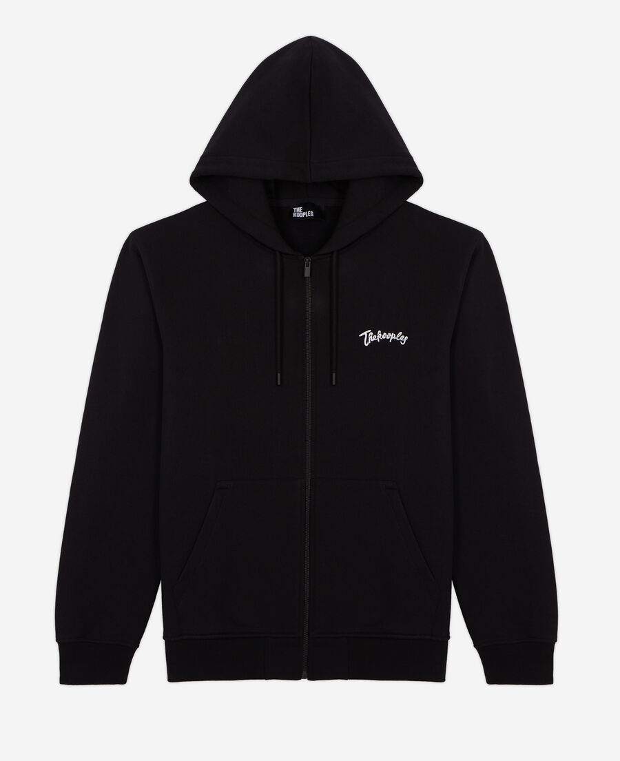 sweatshirt à capuche noir zippé avec broderies