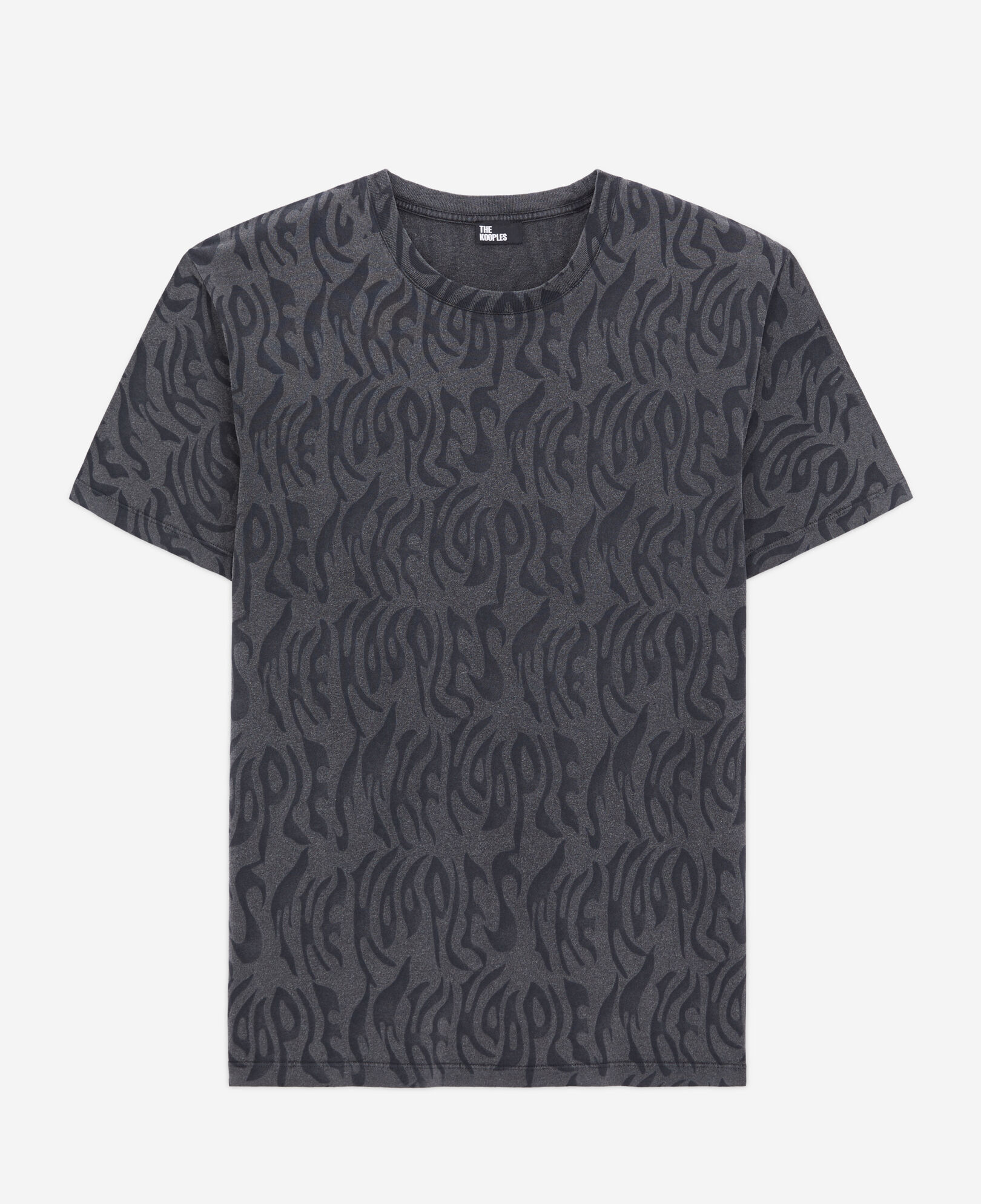 The Kooples MEN BLACK WASHED men's printed t-shirt