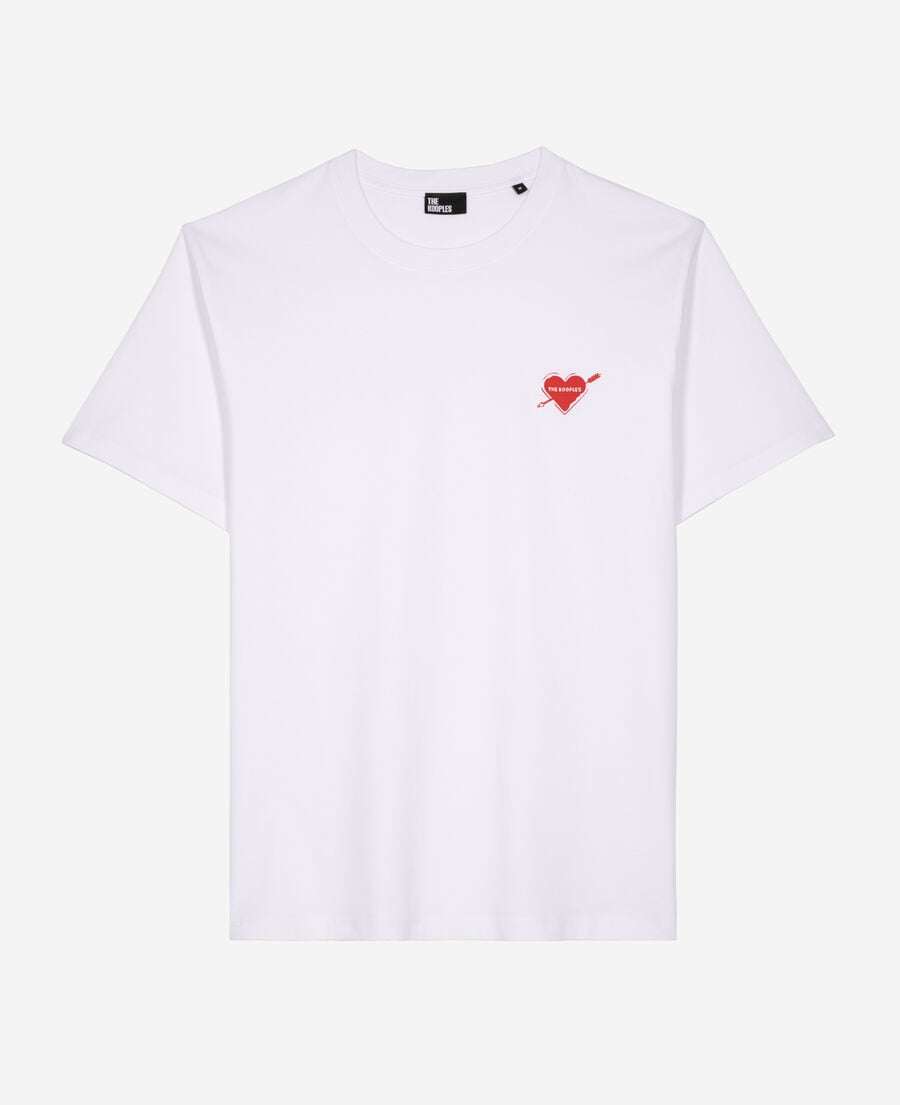 The Kooples MEN WHITE t-shirt with white heart flocking