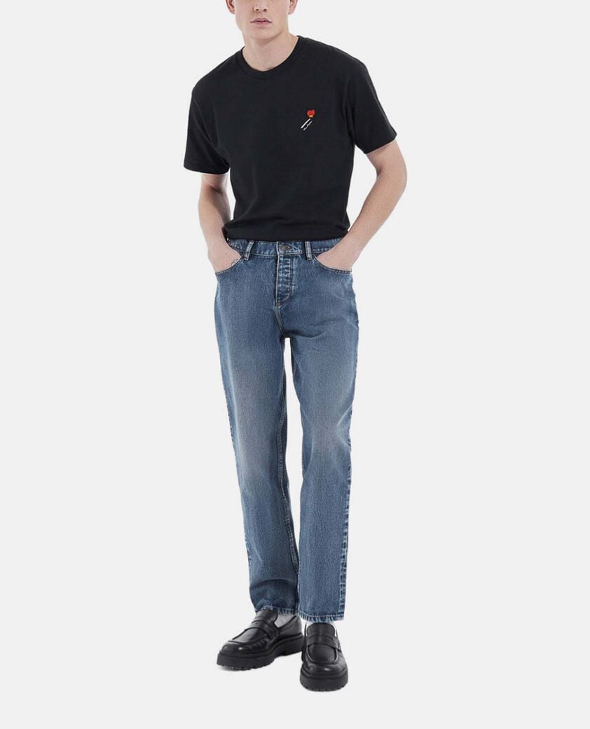 The Kooples H BLACK black cotton t-shirt with embroidery