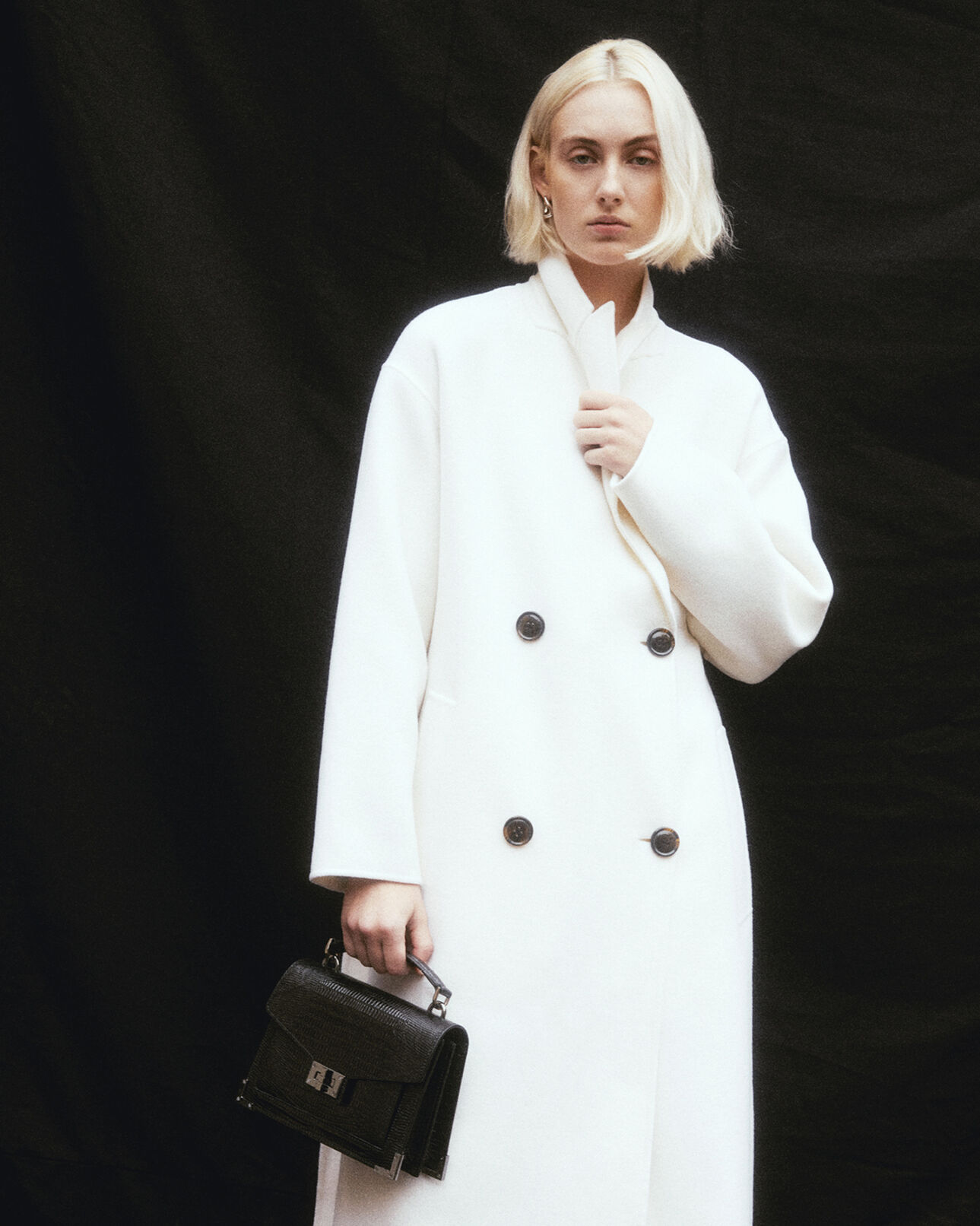 The Kooples DAMEN ECRU wollmantel ecrufarben doubleface oversized