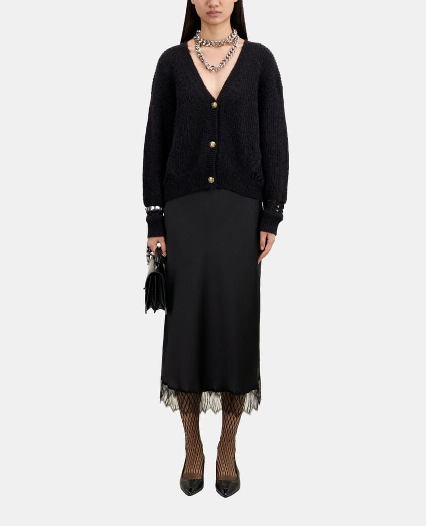 The Kooples F BLACK black wool-blend cardigan