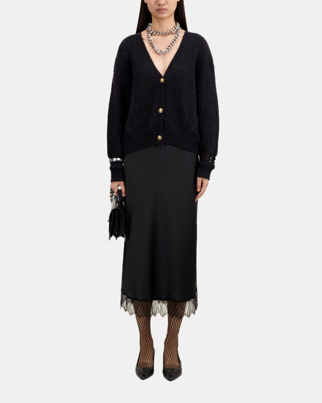 The Kooples FEMME BLACK cardigan noir en laine mélangée